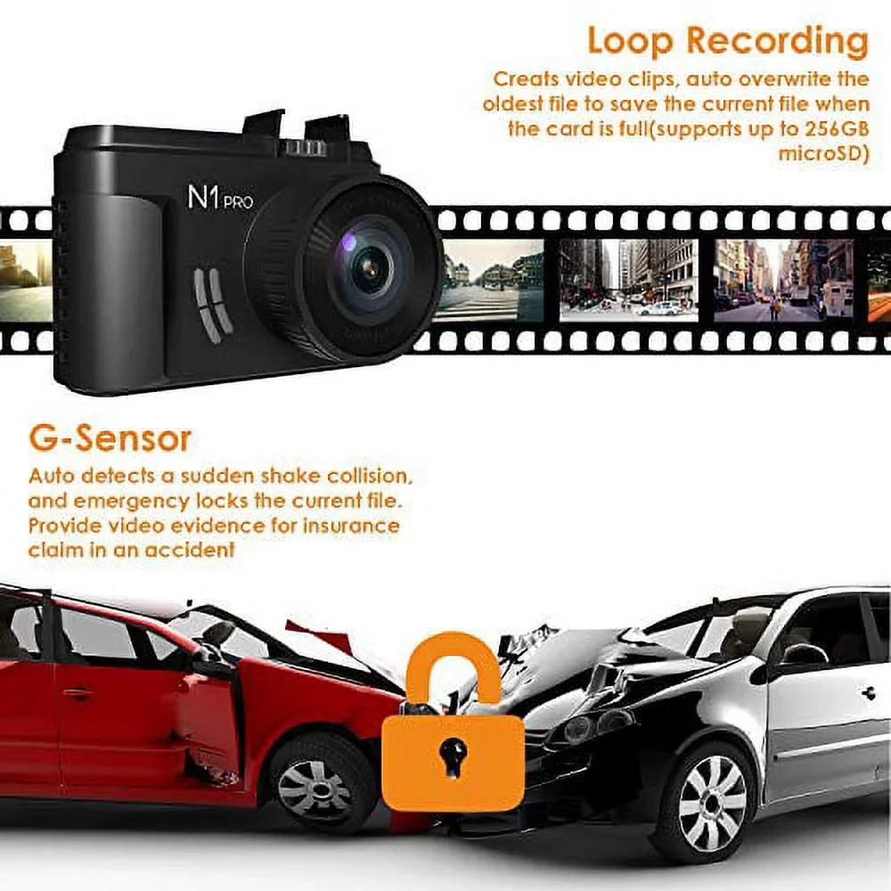 (Vantrue 128GB included)Vantrue N1 Pro Mini Dash Cam Full HD 1920x1080P Car Dash Camera 1.5 inch 160  DashCam with Sizeony Night Vision Sizeensor, 24 Hours Parking Mode, Motion Sizeensor, Collision Detection