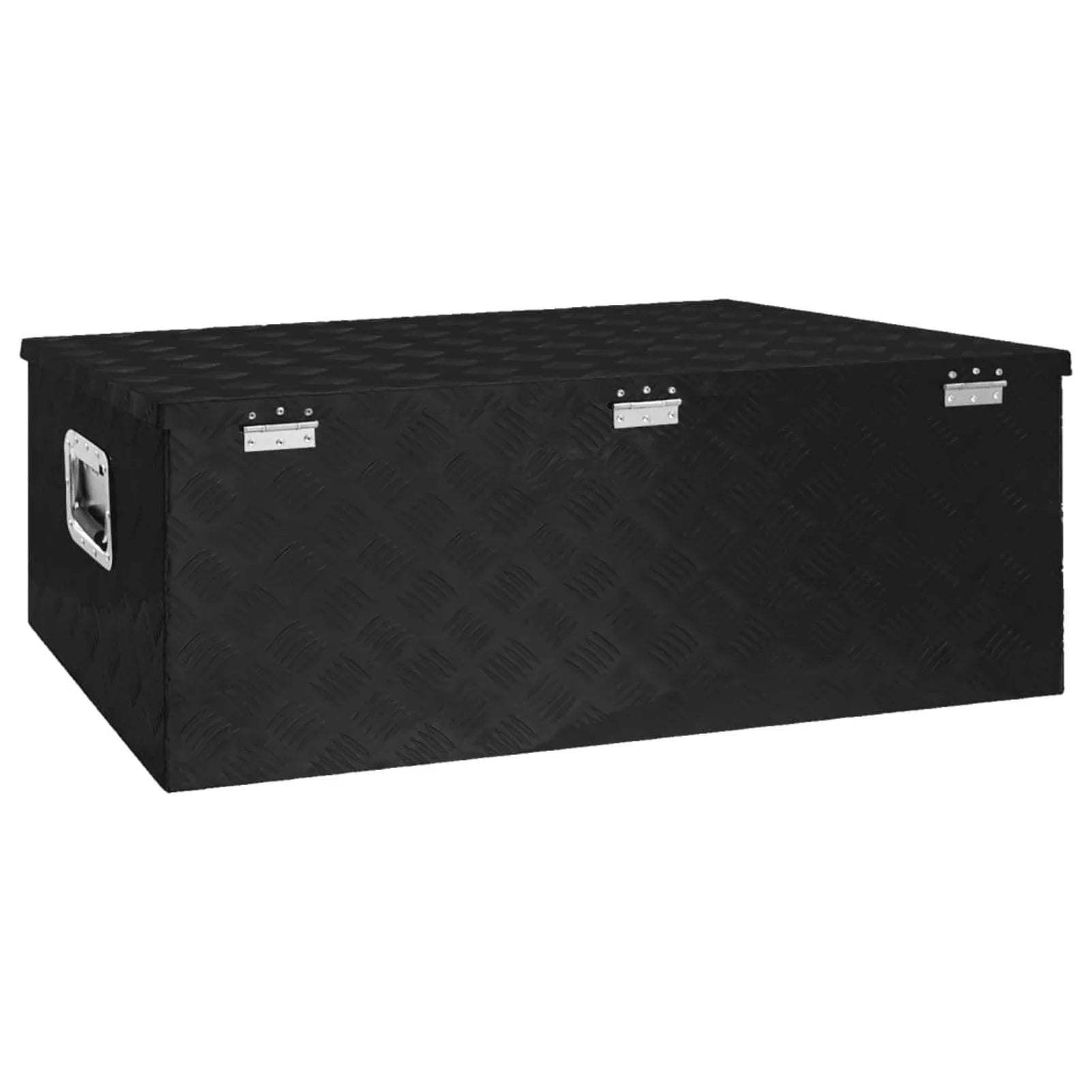 Anself Aluminum Tool Box Truck Toolbox Lockable Underbody Organizer Sizetorage Case Trailer Box Black for Vehicle, Garage, Camping Trip 39.4 x 21.7 x 14.6 Inches (L x W x H)