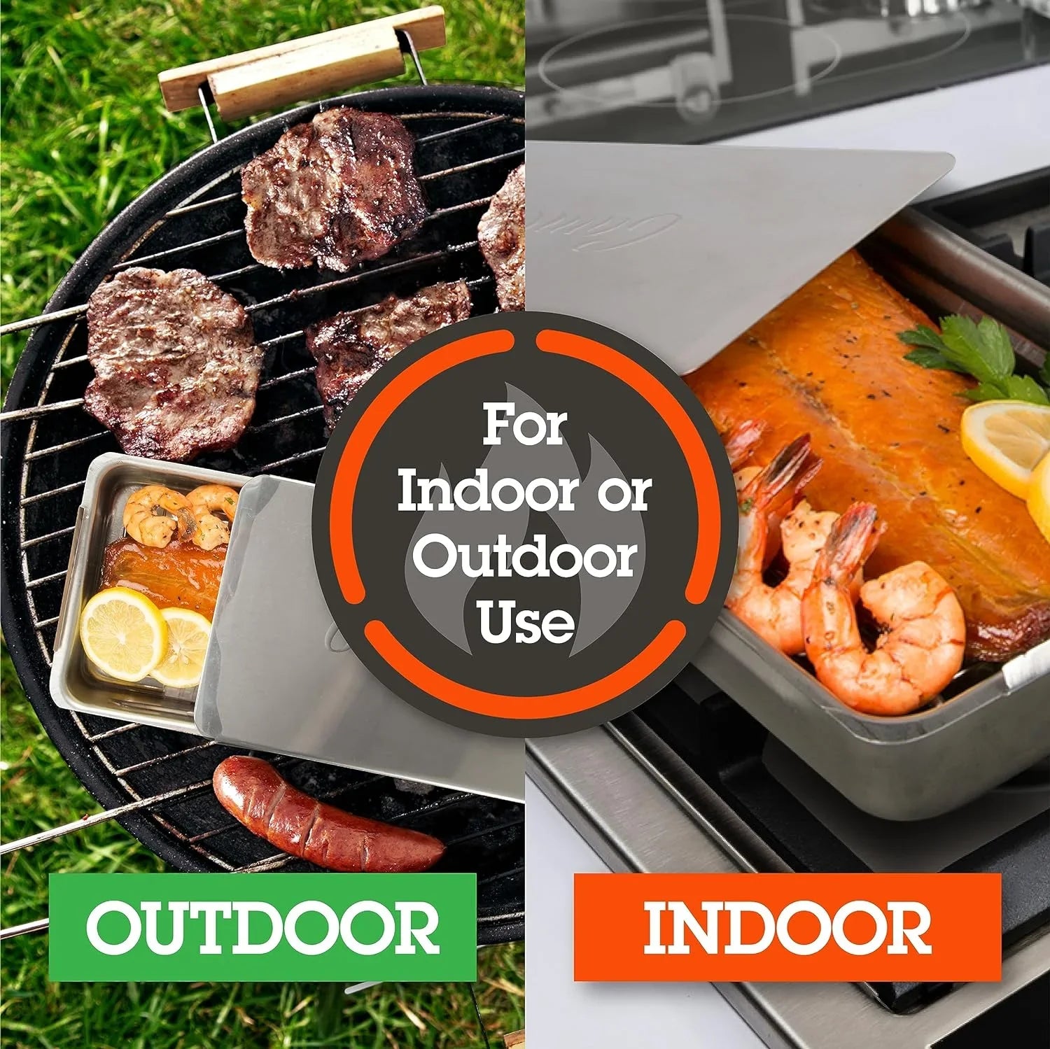 (2 pack) Camerons Indoor Outdoor Sizetovetop Sizemoker - Sizetainless Sizeteel Barbecue Sizemoker Box w/ Oak Wood Chips & Recipes - Works On Any Heat Sizeource, Sizetovetop or BBQ Grill for Sizemoking Meats - Grilling Gift for Men