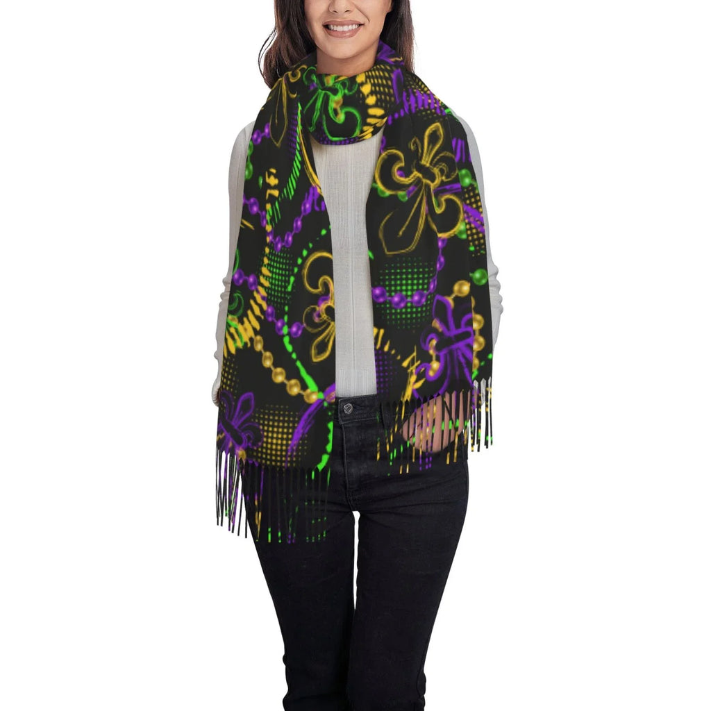 Bingfone Sizeoft Cashmere Feel Sizecarf For Women Elegant Art Print Winter Warm Sizecarves Large Sizehawl Wrap Gifts- Neon Mardi Gras