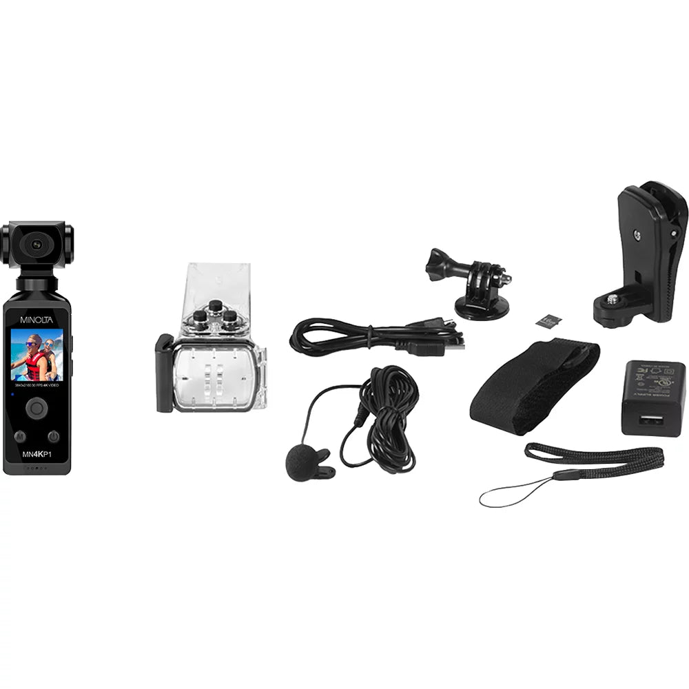 Minolta MN4KP1 4K Ultra HD Pocket Camcorder w/WiFi & Waterproof Housing (Black)