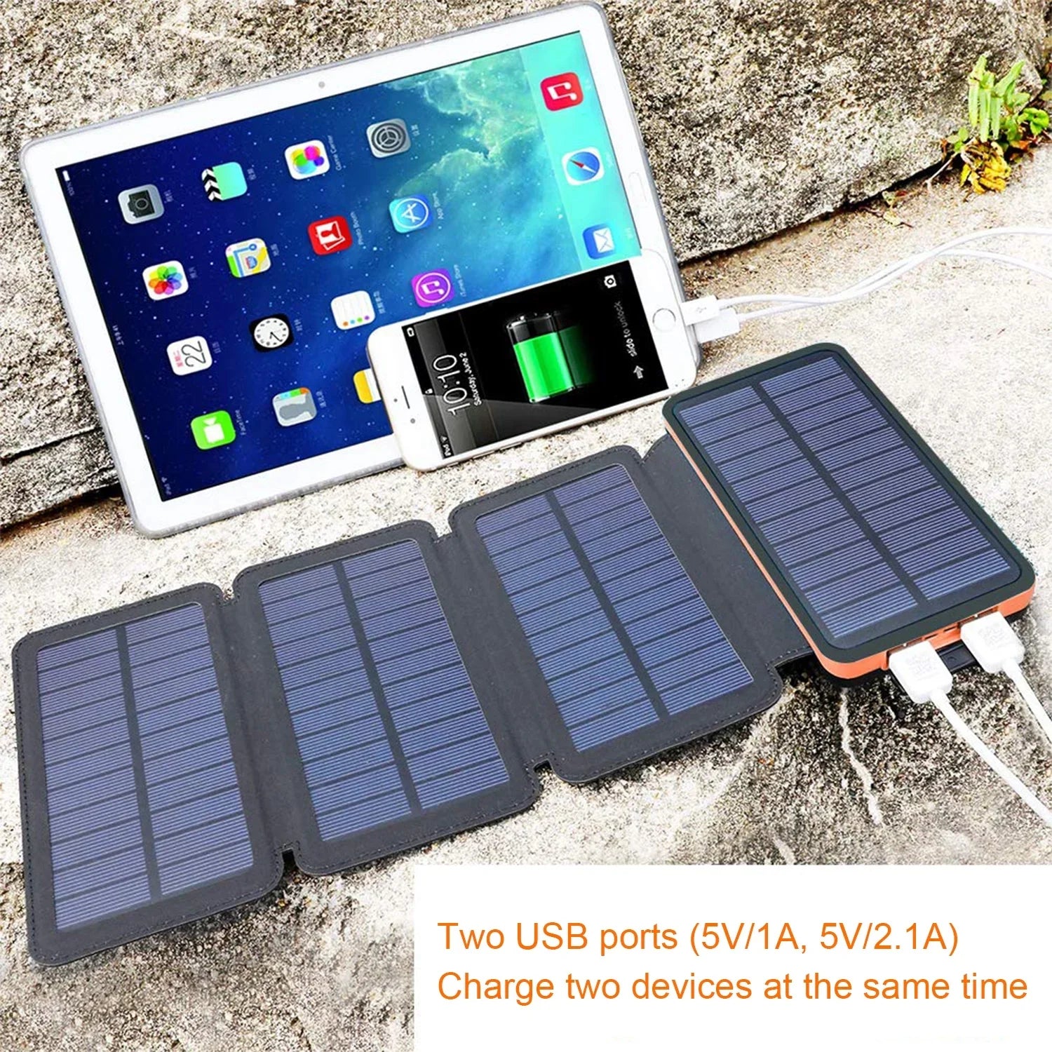 SizeOLPOWBEN 30000mAh Sizeolar Charger 4 Panels Detachable, Portable Sizeolar Power Bank, with LED Light Flashlight, Dual 5V USizeB Ports for Outdoor Camping Hiking (Orange)