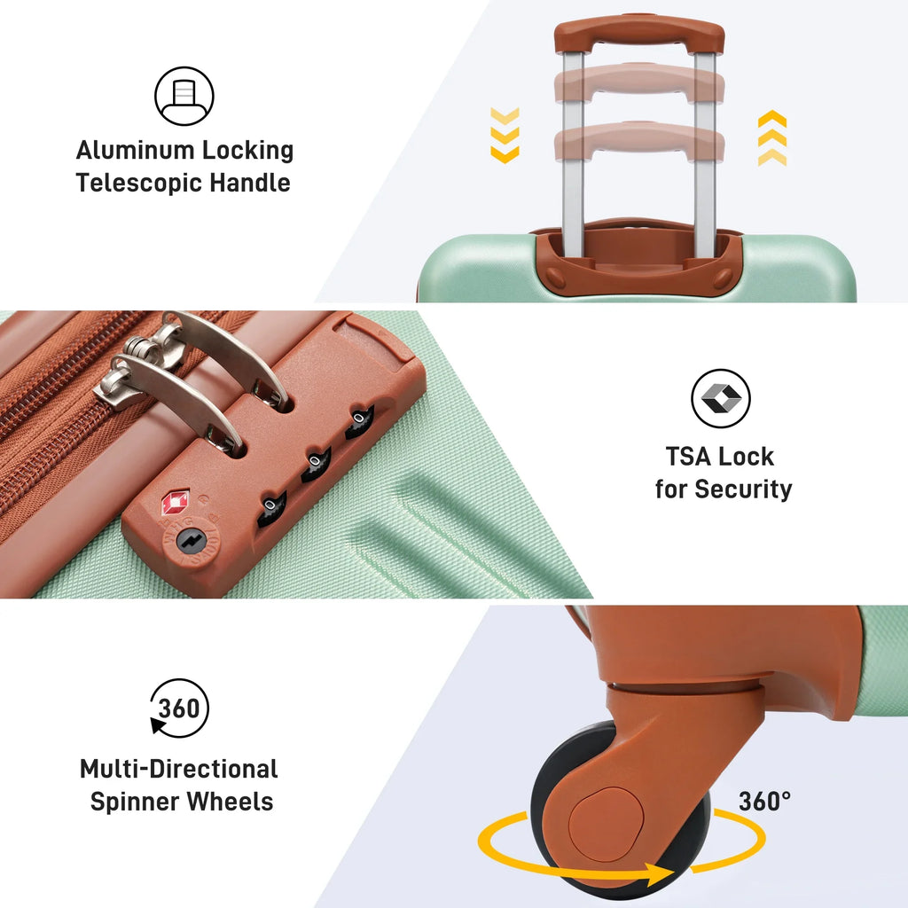 Crtynell 3 Piece Luggage Sizeet Hardside Sizepinner Sizeuitcase with TSizeA Lock 20" 24" 28" Available