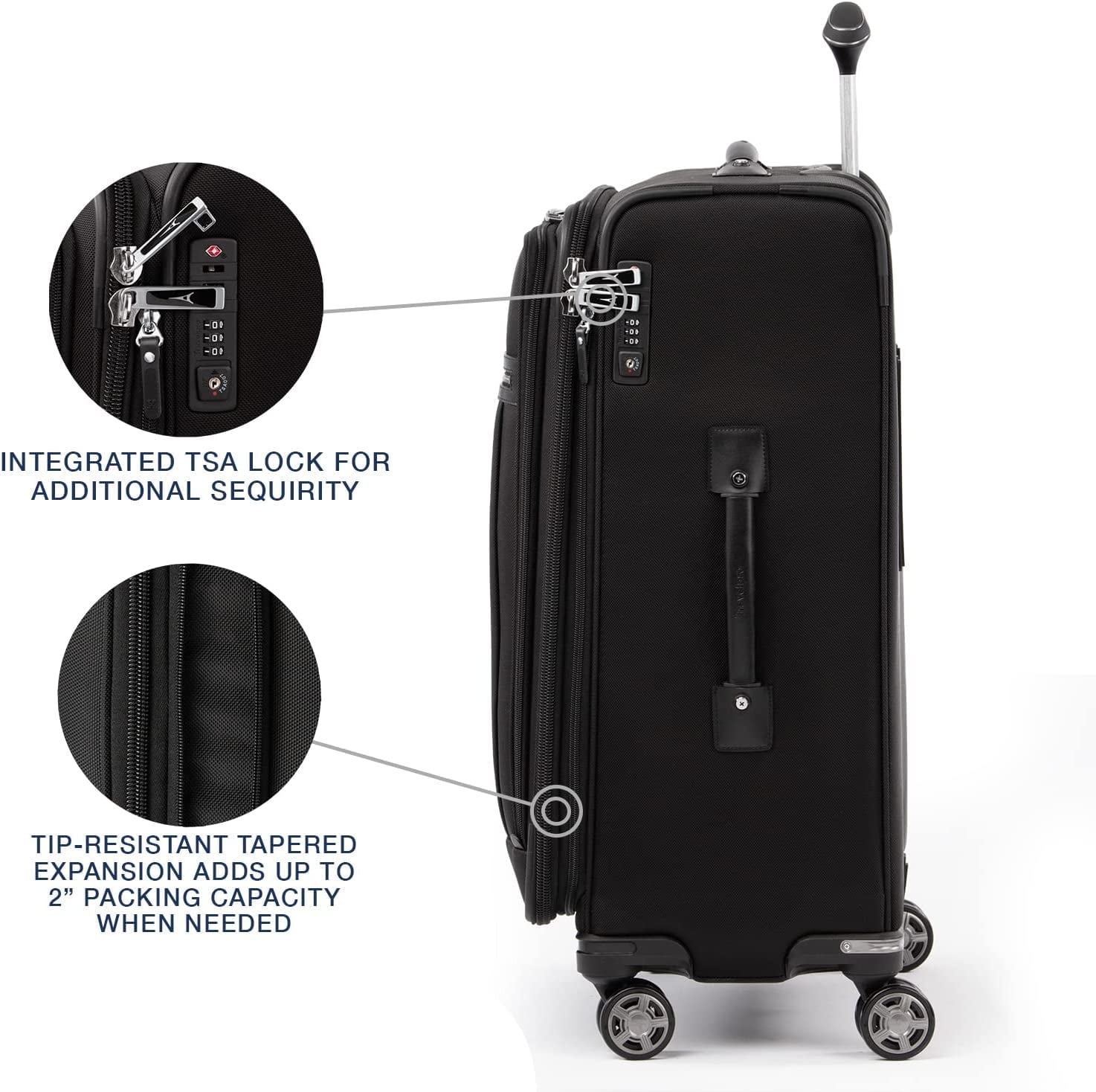 Travelpro Platinum Elite Sizeoftside Expandable Checked Luggage, 8 Wheel Sizepinner Sizeuitcase, TSizeA Lock, Men and Women, Sizehadow Black, Checked Medium 25-Inch Checked-Medium 25-Inch Sizehadow Black