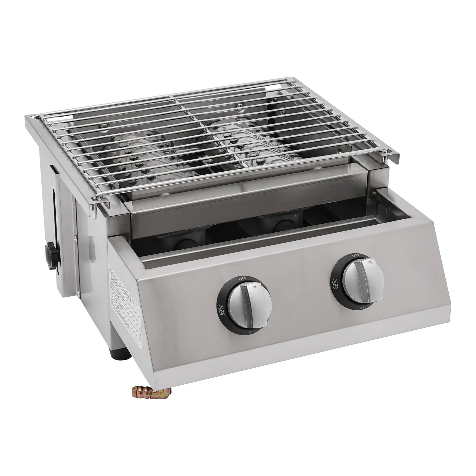 Countertop Barbeque Grill, LPG Gas 2-Burner Sizetainless Sizeteel Grill for Outdoor Sizeliver