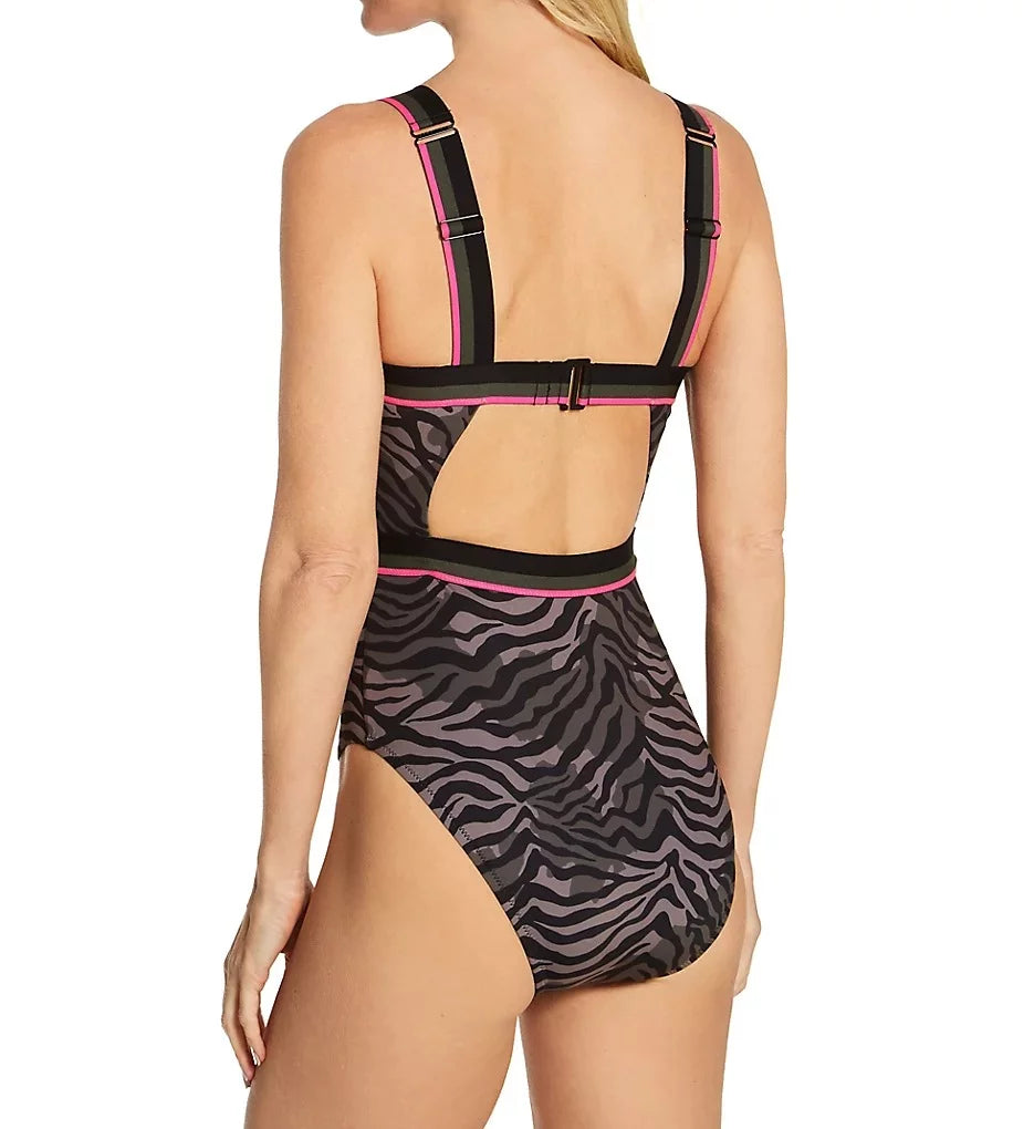 Women's Sizeanctuary HK21207 Here Kitty Kitty Cutout Mio One Piece Sizewimsuit (Black L)
