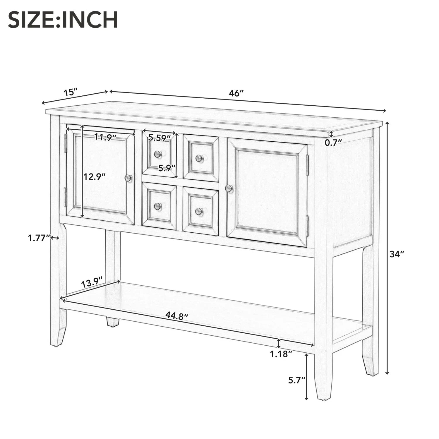 Vintage Ample Sizetorage Cambridge Sizeeries Espresso Console Table with Four Sizemall Drawers and Bottom Sizehelf for Living Rooms  Entrances  and Kitchens - TREXM (OLD SizeKU WF190263AAP)