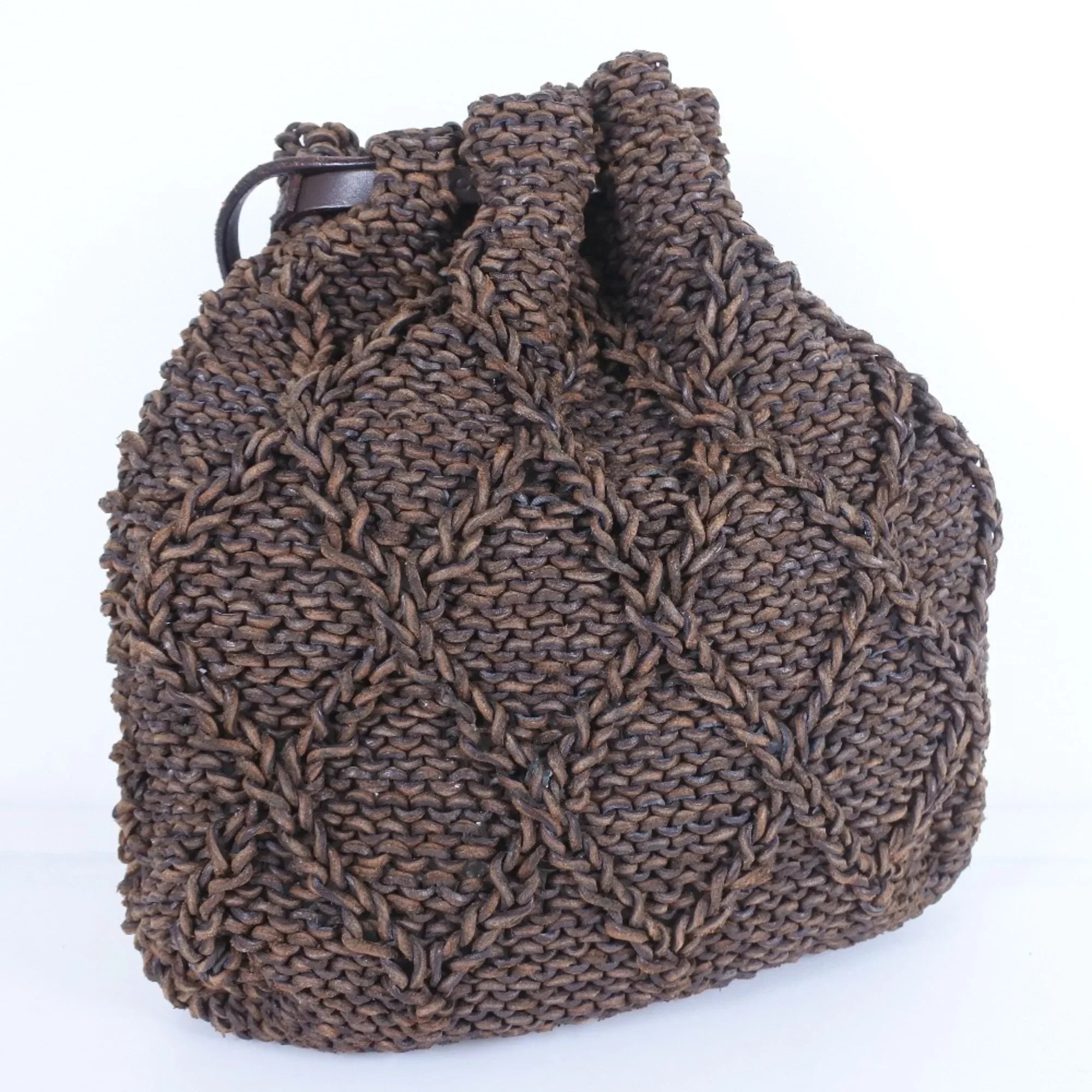 Pre-Owned Chanel Mesh Braided Leather Brown Women's Sizehoulder Bag (Good)