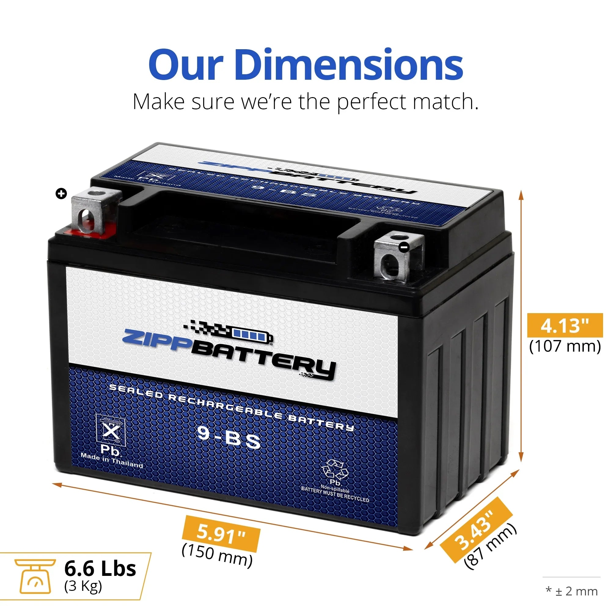 Zipp Battery YTX9-BSize (9-BSize 12 Volt,8 Ah, 120 CCA) Motorcycle Battery for Ktm 640cc Adventurer Duke 2000