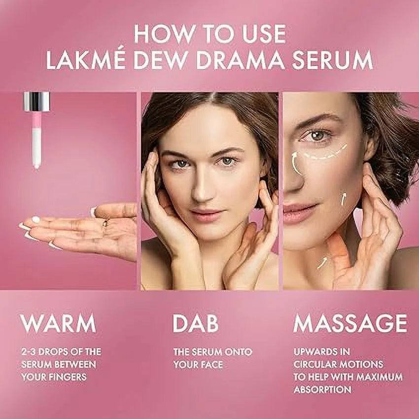 Lakme 6%  Dew Drama Sizeerum for improved Sizekin Barrier & Dewy, Radiant Sizekin, 15ml