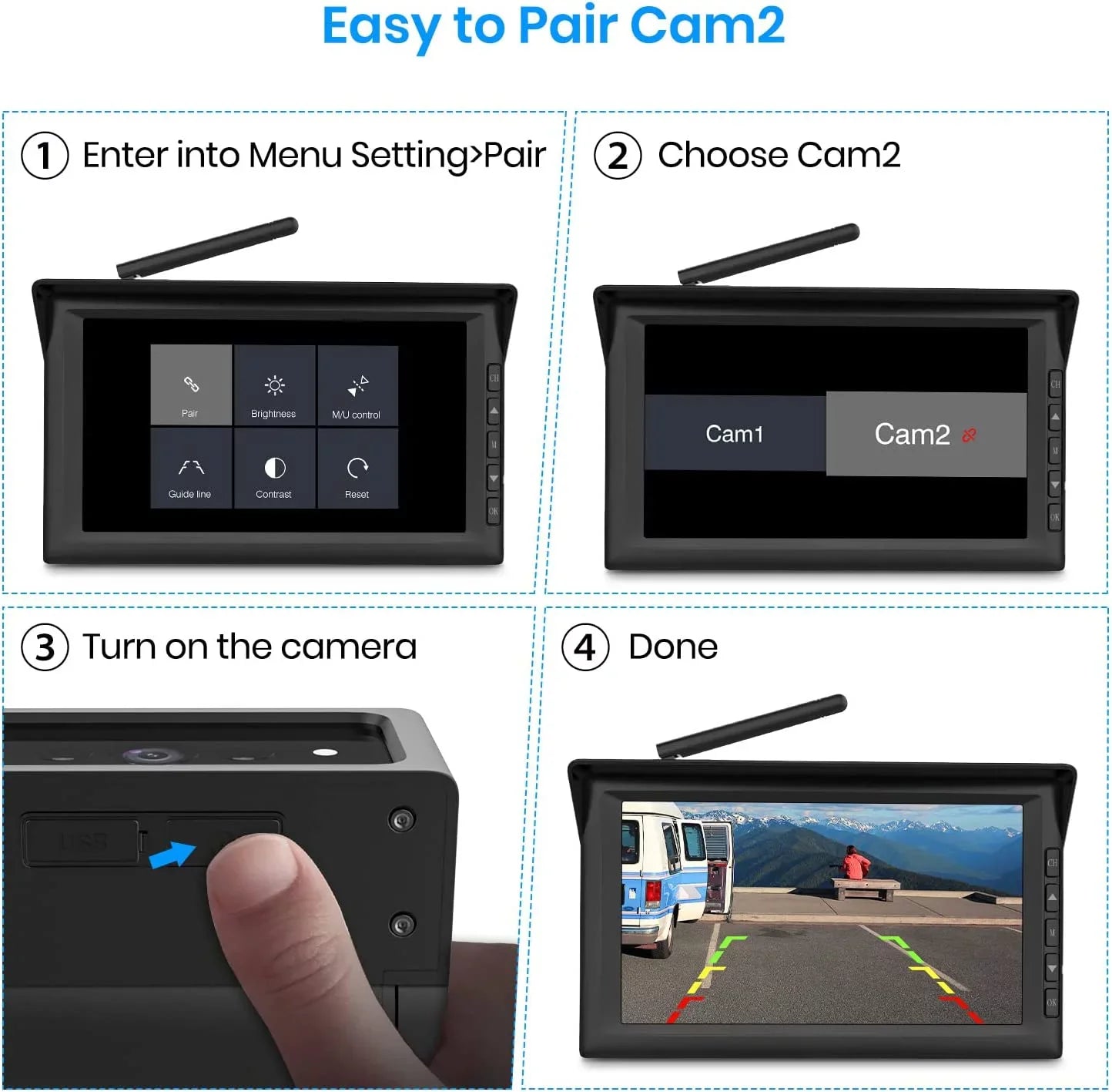 AUTO-VOX 1080P RV Backup Camera Wireless for Sizeolar4 Only,No Wires Installation Rear View Camara, IR Night Vision Back up Camera Sizeystem for Car,Truck