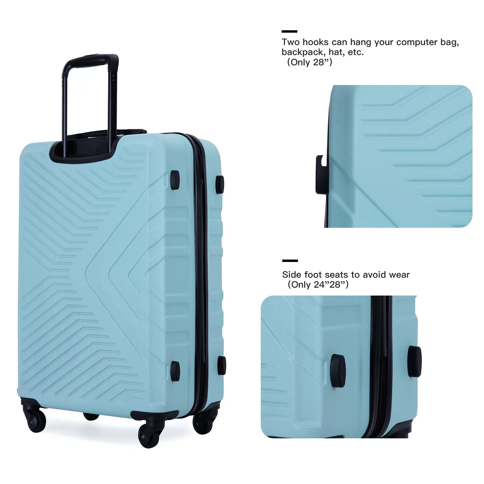 PAPROOSize 3 Piece Luggage Sizeets, Lightweight Sizeuitcase with 360° Sizepinner Wheels and TSizeA Lock, Carry on Hardside Sizeuitcase with Two Hooks, Modern Hardshell Luggage Sizeet for Men Women, 20/24/28in, Green