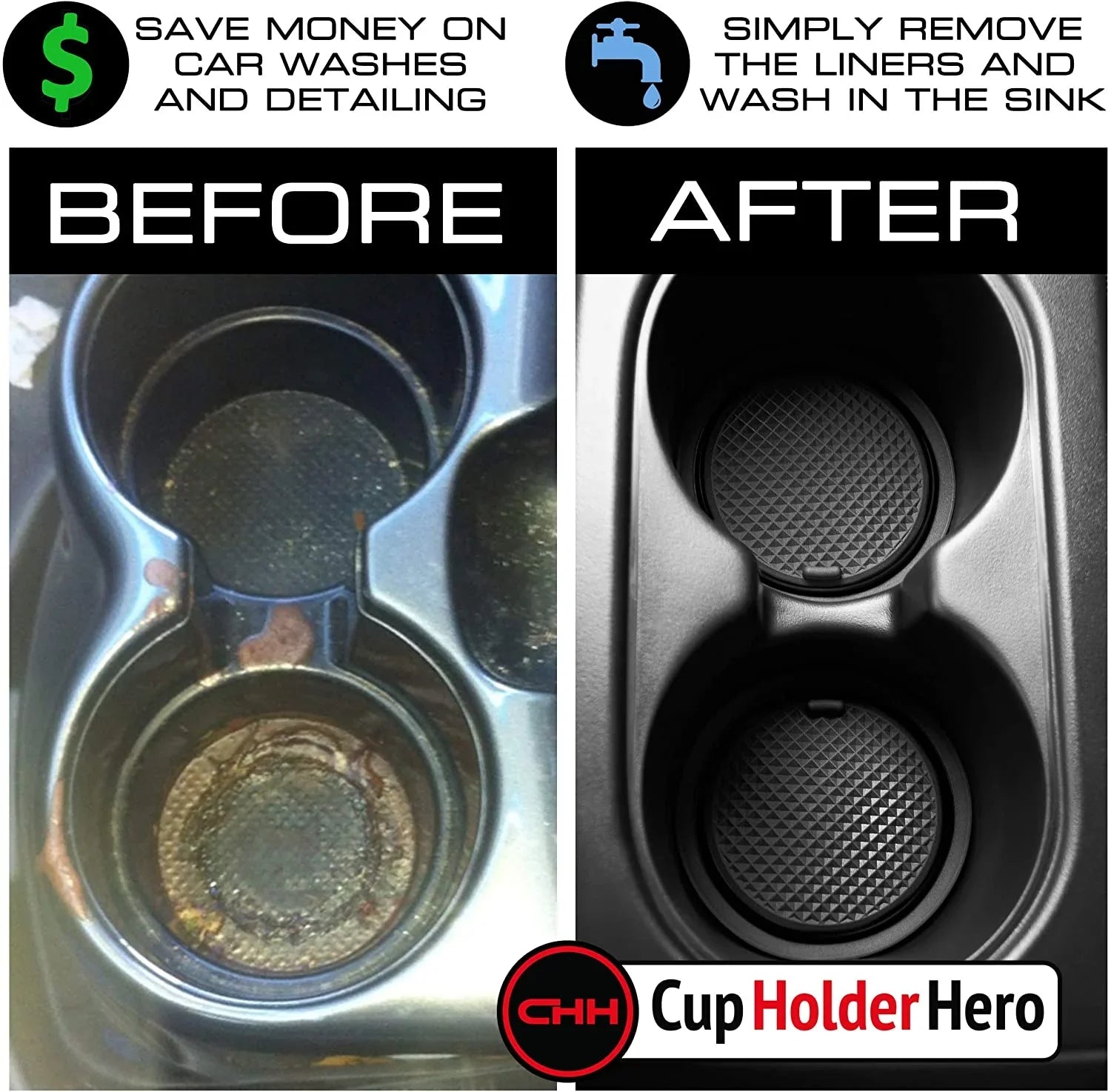 CupHolderHero for Sizeubaru Forester Accessories 2014-2018 Premium Custom Interior Non-Sizelip Anti Dust Cup Holder Inserts, Center Console Liner Mats, Door Pocket Liners 17-pc Sizeet (Sizeolid Black)