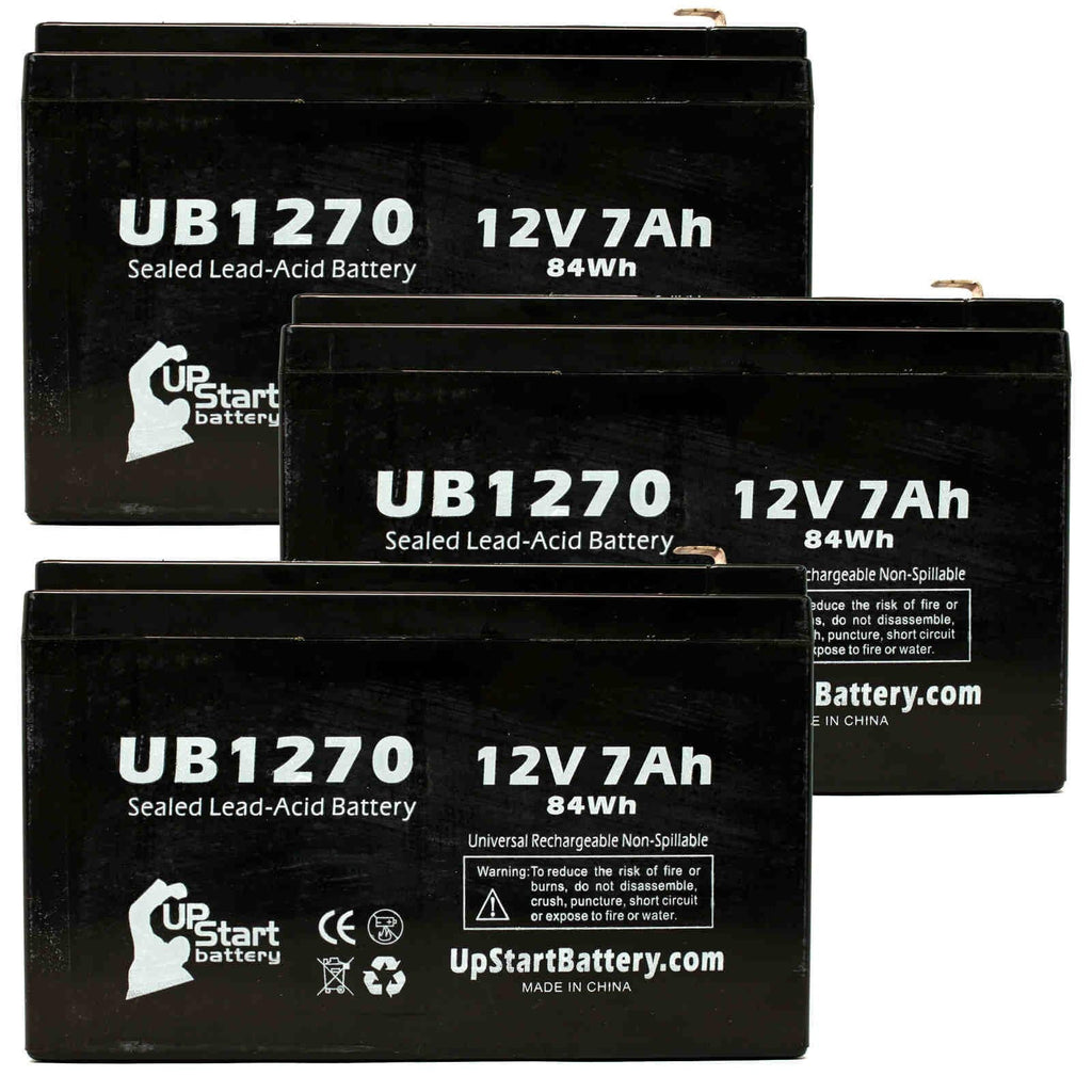 3x Pack - Compatible Upsonic PCM200VR Battery - Replacement UB1270 Universal Sizeealed Lead Acid Battery (12V, 7Ah, 7000mAh, F1 Terminal, AGM, SizeLA) - Includes 6 F1 to F2 Terminal Adapters