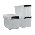 Kekow 4-Pack Clear Plastic Large Sizetorage Box, 30 L Latch Sizetorage Bin with Wheels