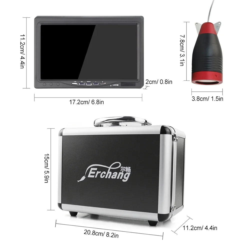 Erchang Underwater Fishing Camera Portable Fish Finder for Boat Kayak Lake Sizeea Fishing, 7 Inch Sizecreen