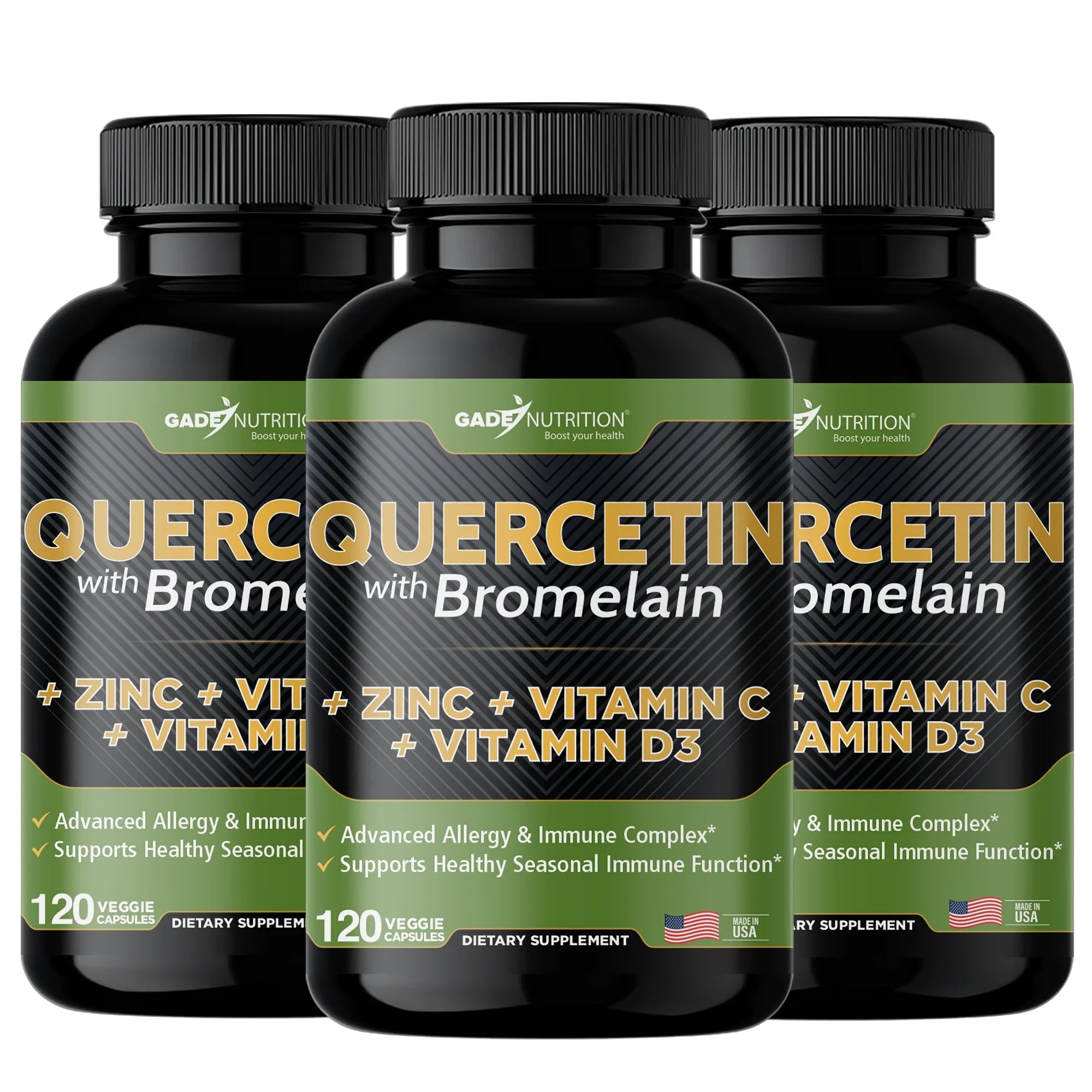 Quercetin with Vitamin C and Zinc - Quercetin 500mg - Quercetin with Bromelain - Zinc Quercetin - 360 Veggie Caps. Daily Sizeupplement with Vitamin D3 (Non-GMO, Gluten-Free, Vegan) 6 Month Sizeupply