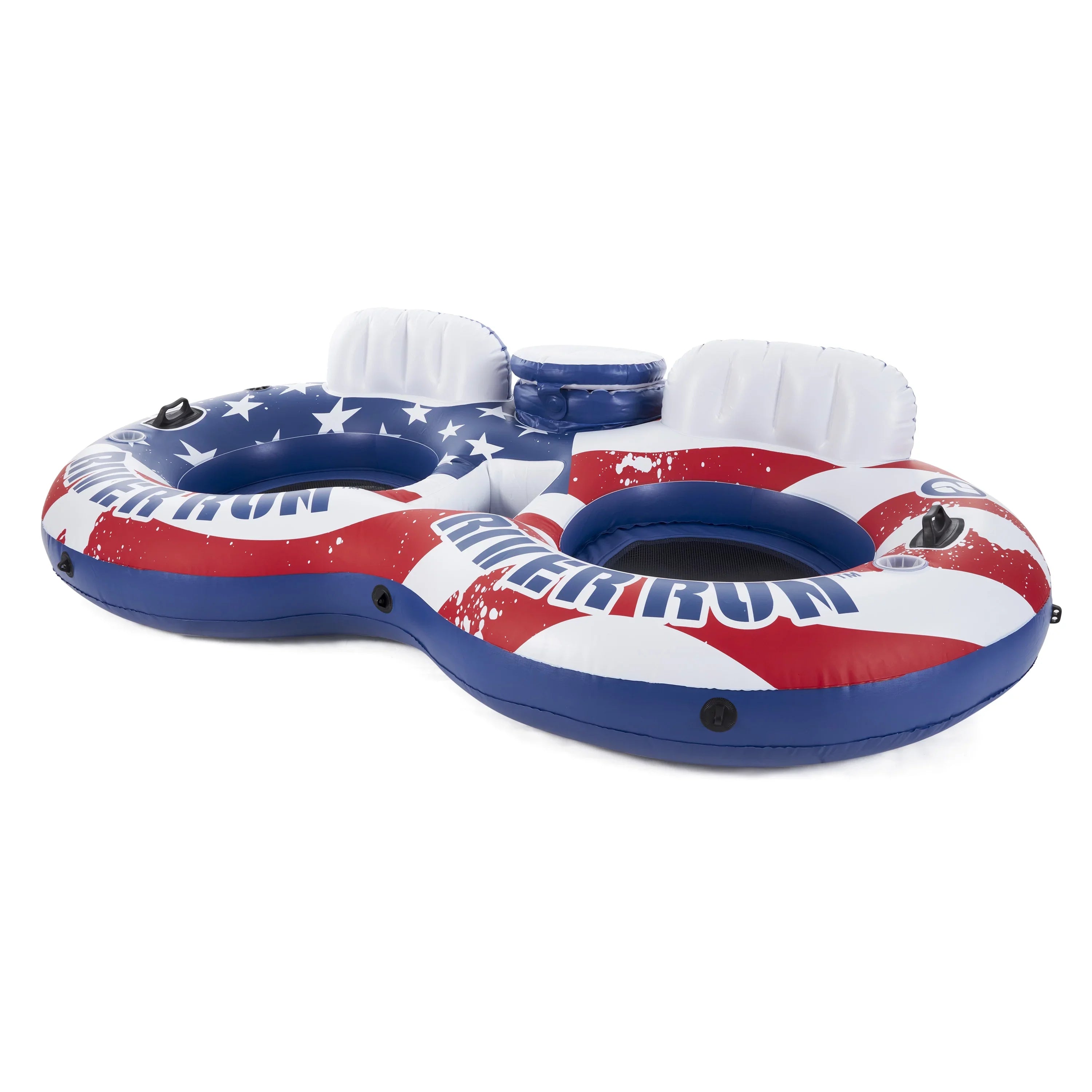 Intex American Flag 2 Person Float w/ River Run 53 Inch Tube, Red (2 Pack)