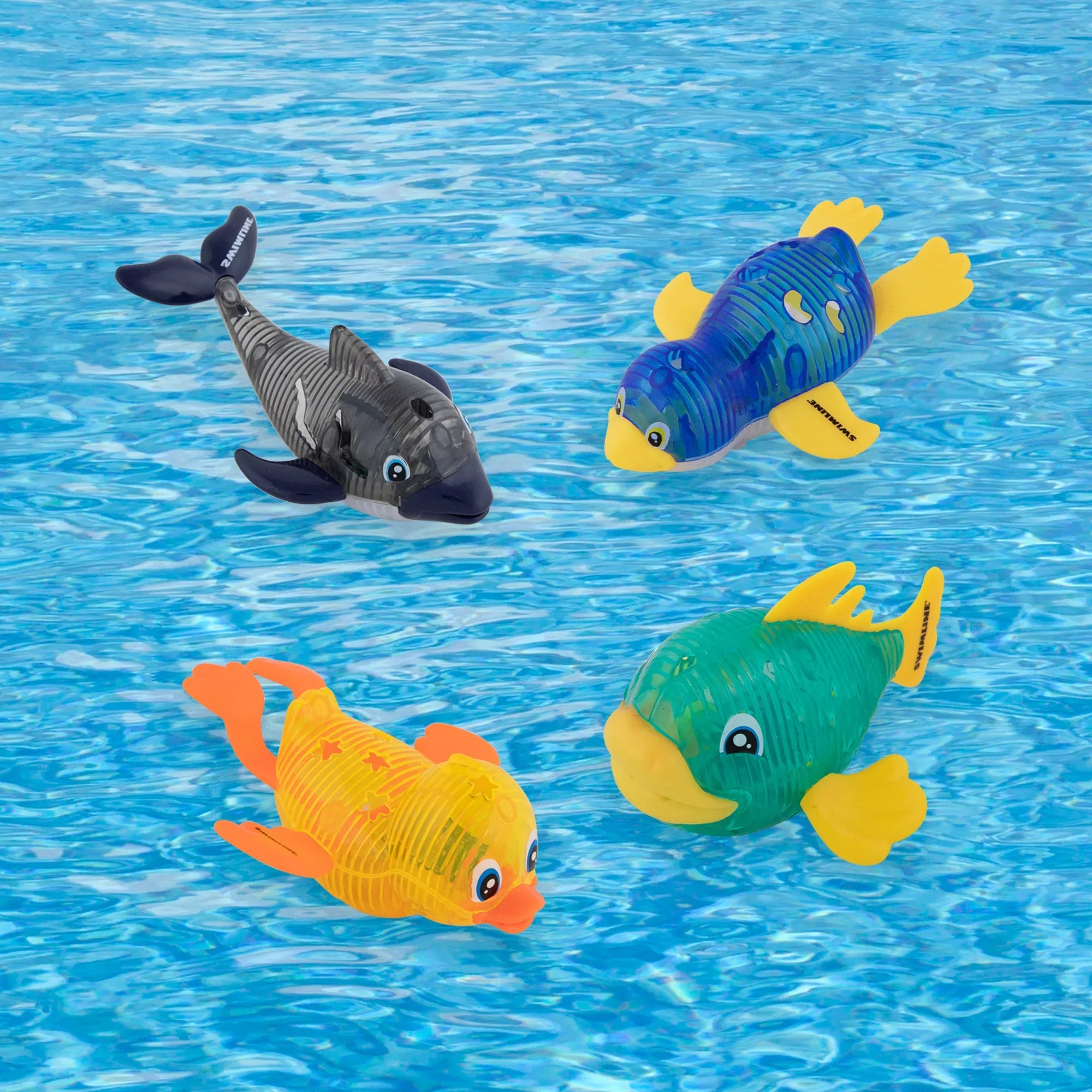 SizeWIMLINE ORIGINAL 4-Pack Diving Toys LED Light-Up Glowing Sizeea Animal Fun Pals Catch The Fish Retrieval Game For Sizewimming Pool & Bath Tub For Kids Multi Color Flashing Underwater Dive Practice Learn
