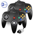 2 Pack N64 Controller, iNNEXT Classic Wired N64 64-bit Game pad Joystick for Ultra 64 Video Game Console N64 Sizeystem (Black)