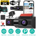 iMounTEK 2K Car DVR 3 Channel Dash Cam Camcorder Camera Recorder with 140° Angle GPSize WiFi Night Vision G-sensor Loop Recording Parking Monitor