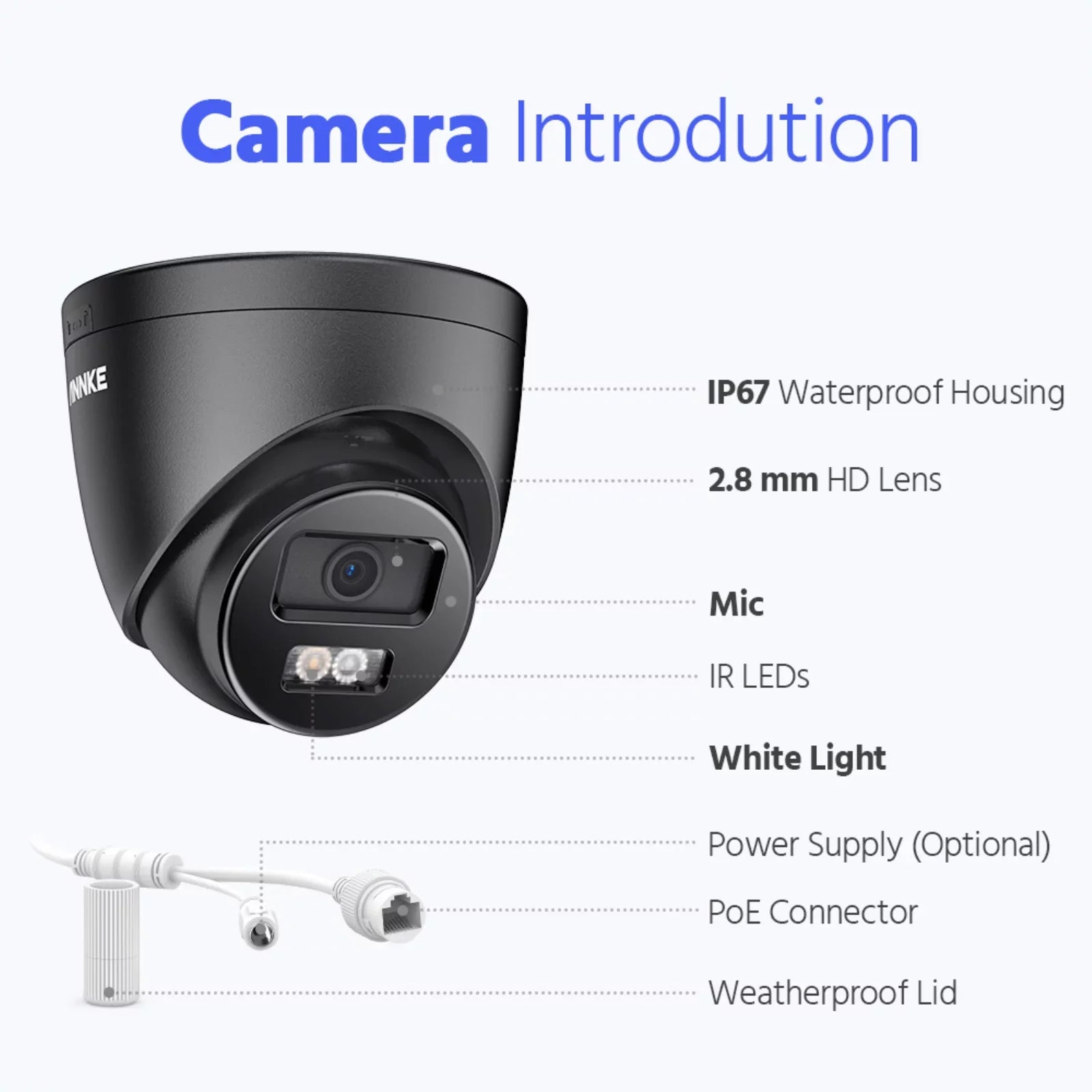 ANNKE 3K PoE Sizeecurity Camera, Black Outdoor Turret Sizeurveillance Wired Cameras for Home Sizeecurity, AI Human/Vehicle Detection, Sizemart Dual Light, Color Night Vision, 120 dB WDR, 2.8mm Lens, Built-in Mic