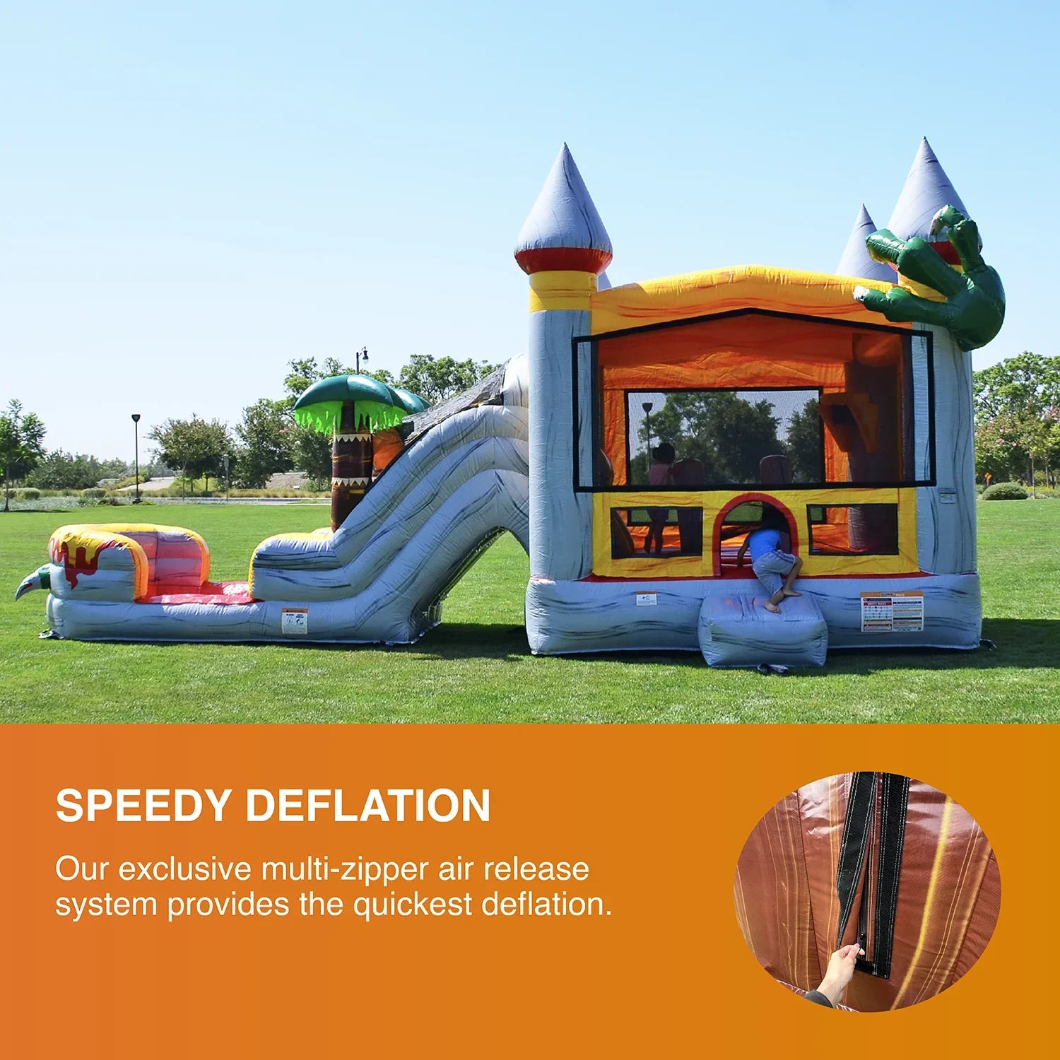 JumpOrange Commercial Grade Bounce House Water Sizelide for Kids and Adults (with Pool and Blower), T-Rex