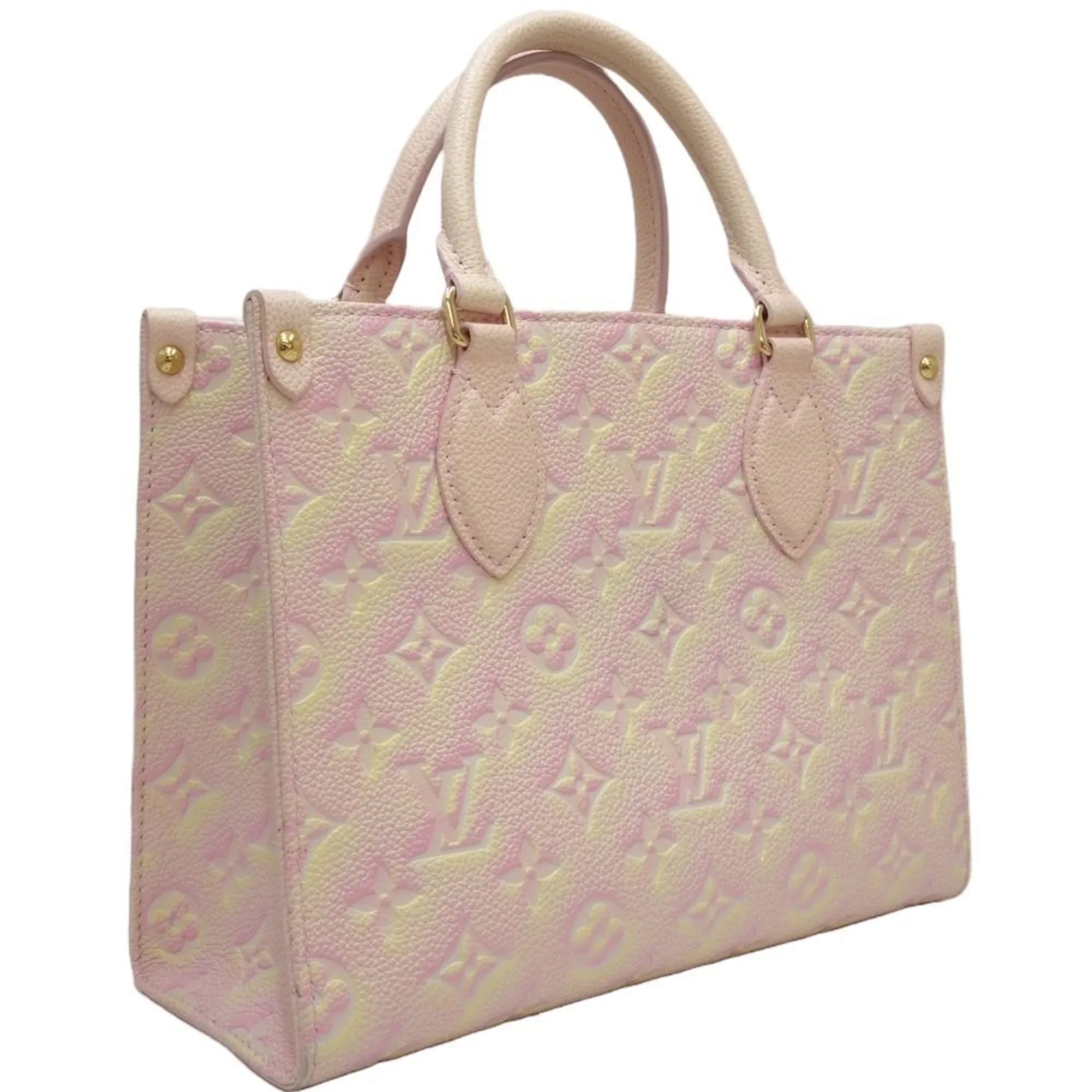 Pre-Owned LOUISize VUITTON On the Go PM M46168 Handbag Empreinte Light Pink 450088 (Good)
