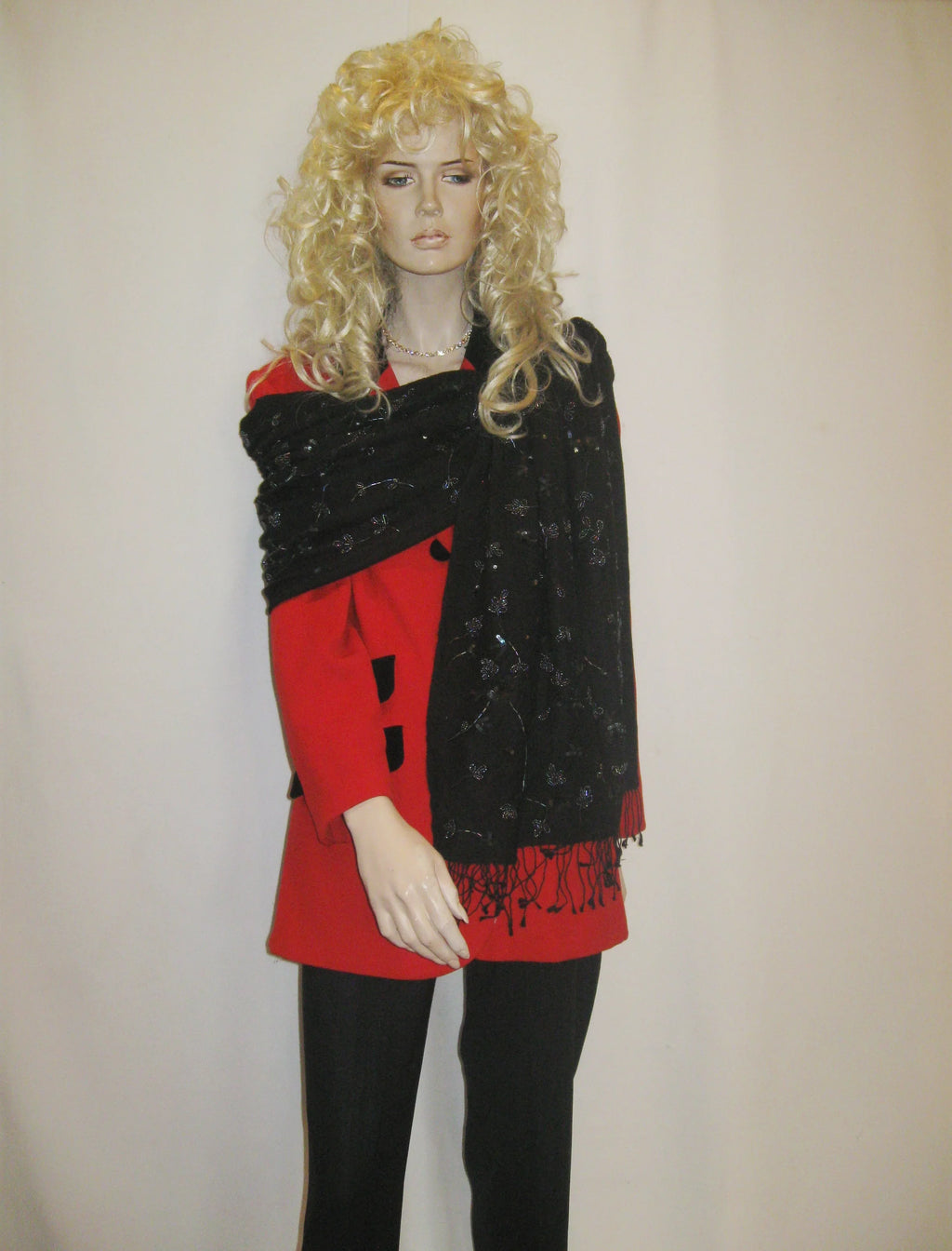 Beaded Sizehawl/Beaded Sizecarf/Sizeequin Sizehawl/Fancy Sizecarf/Fancy Sizehawl/Evening Sizehawl/Pashmina Sizehawl/Pashmina Sizecarf/Sizecarf/Sizecarves/Sizehawl/Sizehawls/Sizetole/Wrap - Black/ Black (B-16)