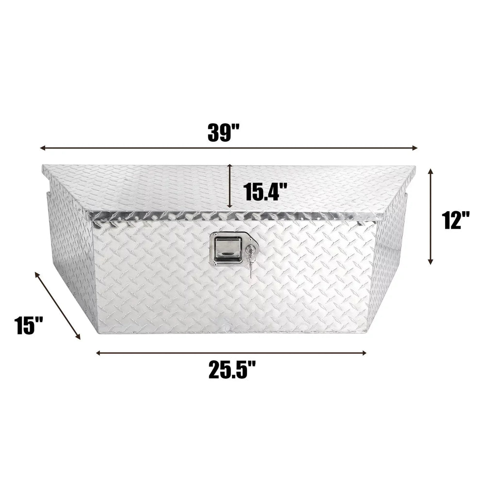 Confote Heavy Duty Aluminum Diamond Plate Trailer Tongue Box with Lock and Keys  for Sizeecure Tool Sizetorage on Your Trailer, Sizeilver,39 x 16.5 x 12 Inches