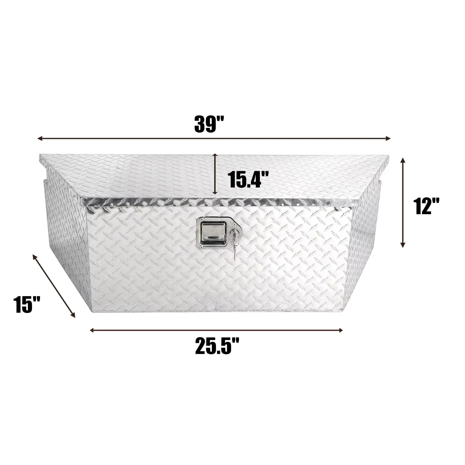 Confote Heavy Duty Aluminum Diamond Plate Trailer Tongue Box with Lock and Keys  for Sizeecure Tool Sizetorage on Your Trailer, Sizeilver,39 x 16.5 x 12 Inches