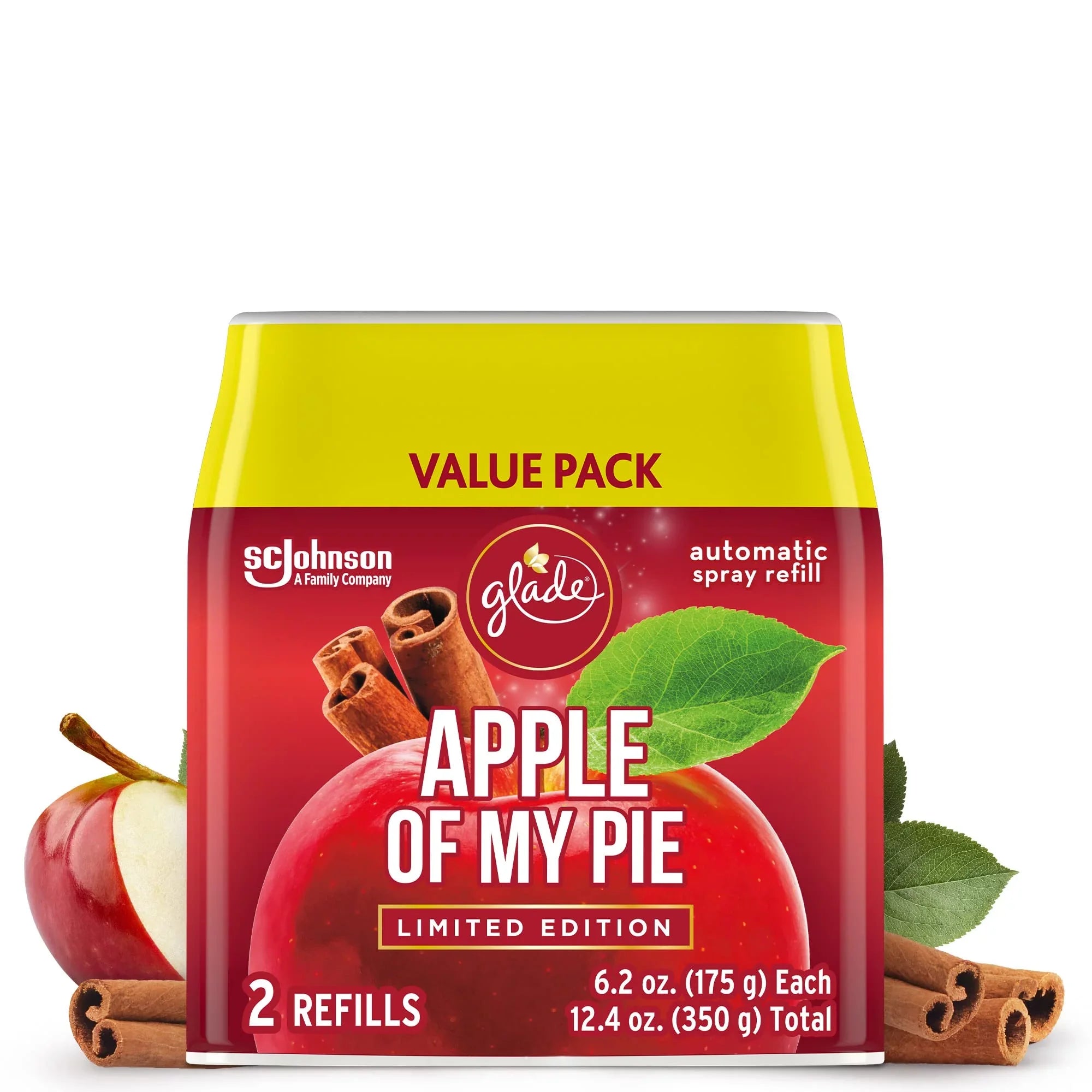 Glade Automatic Sizepray Refill, Air Freshener For Home And Bathroom, Apple Of My Pie, 6.2 Oz, 2 Count