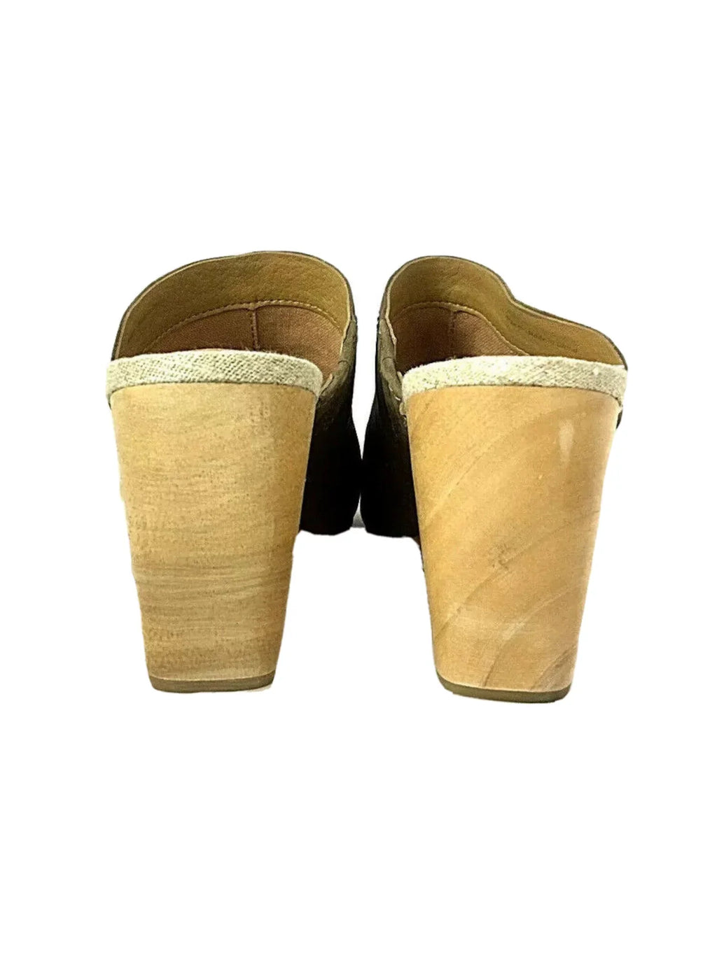 DOLCE VITA Womens Green Padded Goring Tegan Peep Toe Block Heel Sizelip On Leather Heeled Mules Sizehoes 8