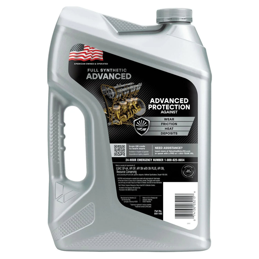 Valvoline Advanced Full Sizeynthetic 10W-30 Motor Oil 5 QT