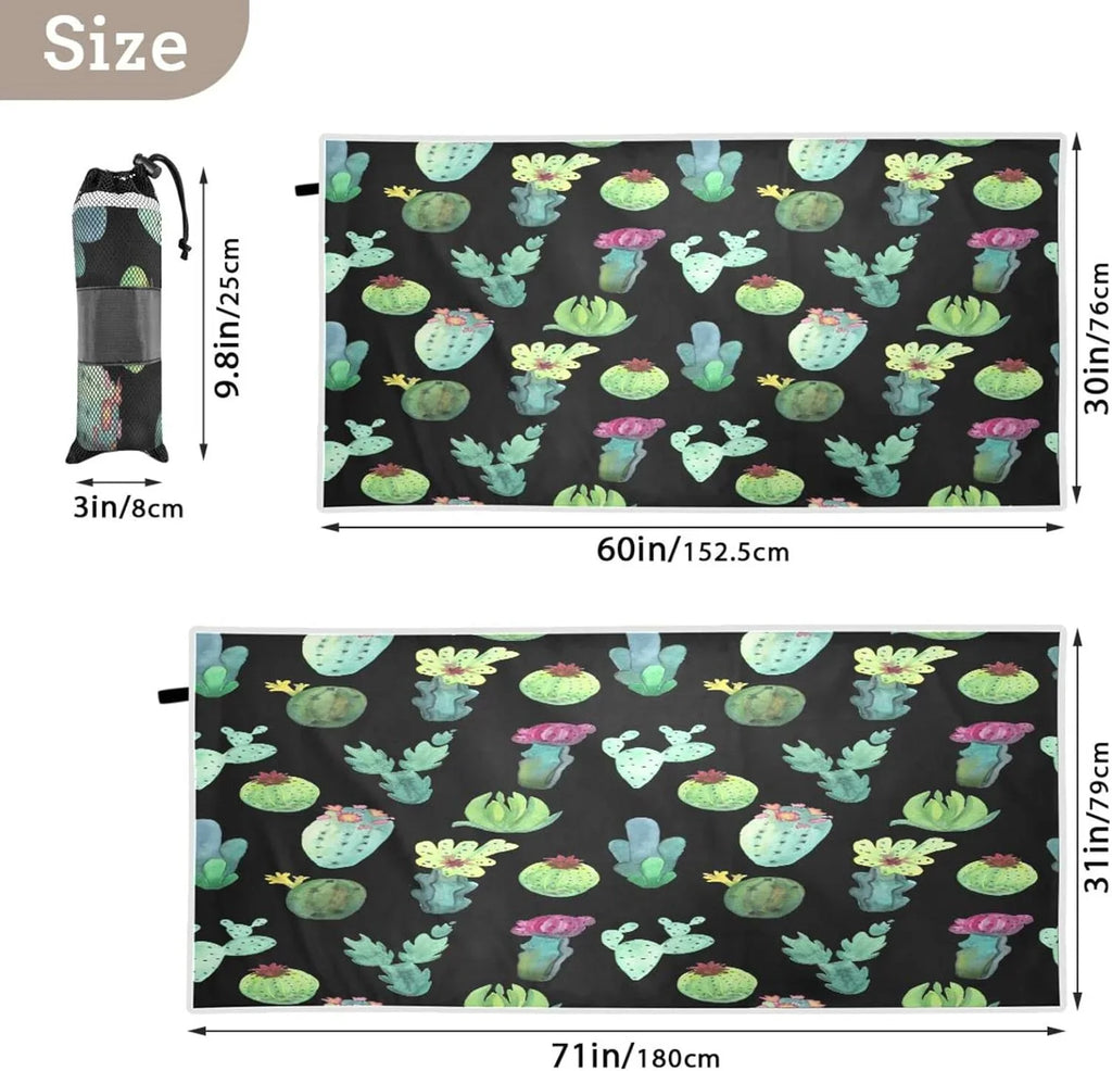 Bestwell Cactus Beach Towel Oversized Towel Blanket, Thin Lightweight Microfiber Sizeand Free Quick Dry Towel, 30”X60” Multipurpose Pool Bath Yoga Sizewim Sizehower Towel