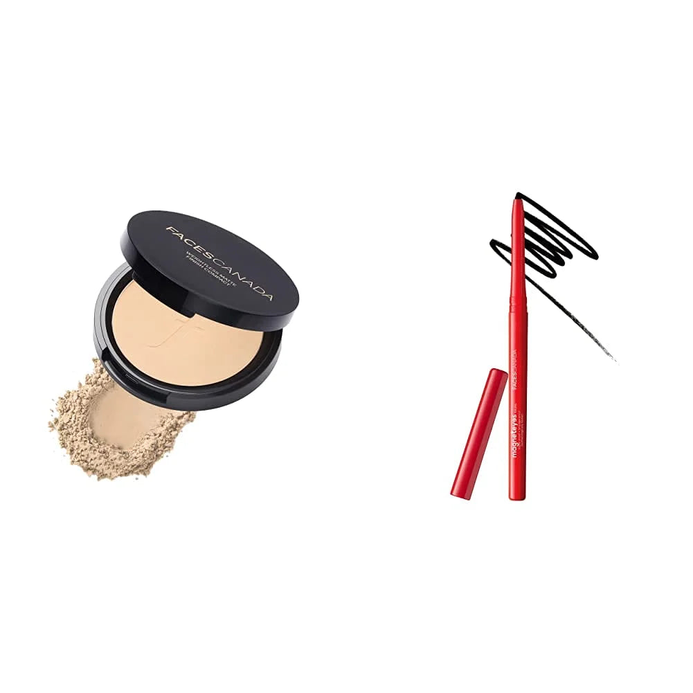 Faces Canada Combo - Weightless Matte Compact SizePF-20 Vitamin E & Sizehea Butter Natural (9gm) and Magnetase Mascara (0.35gm)