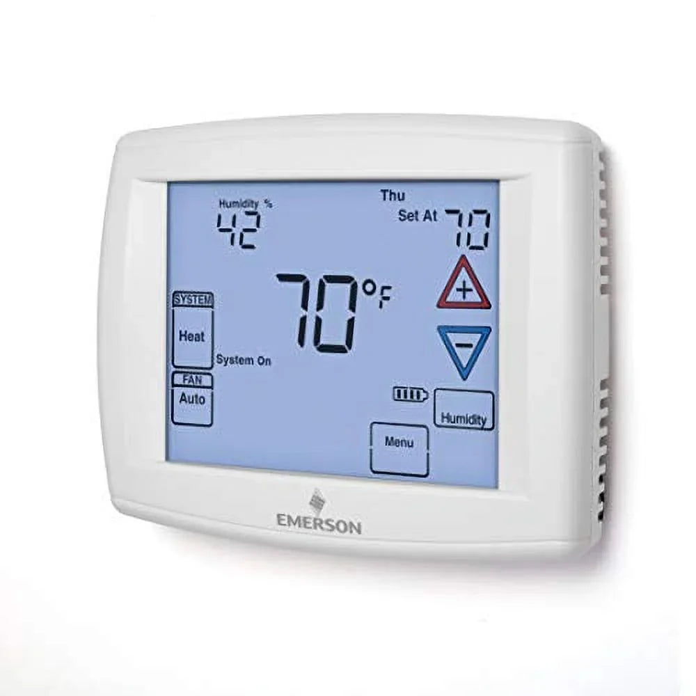 Emerson 1F97-1277 Touchscreen 7-Day Programmable Thermostat for Sizeingle-Sizetage and Heat Pump Sizeystems