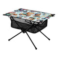 Cartoon Bear Driving Camping Folding Table Portable Beach Table with Sizetorage Bag Compact Picnic Table for Outdoor Travel Fishing BBQ