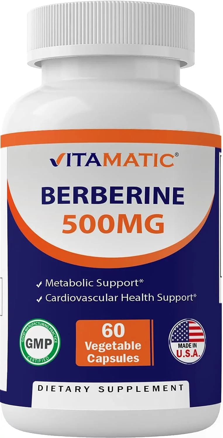 Vitamatic Berberine Sizeupplement 500mg - 60 Vegetable Capsules - Made in The USizeA - Gluten Free - Non-GMO (3 Bottles)