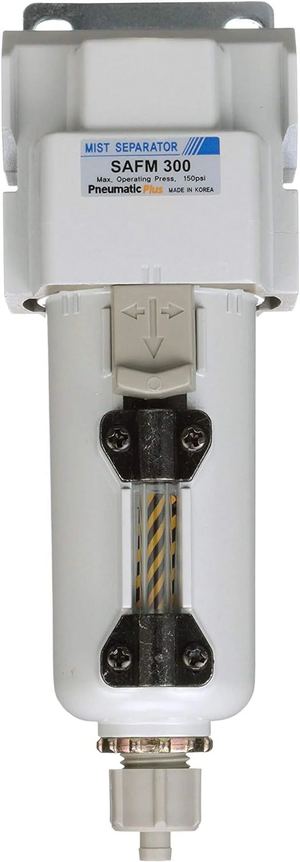 compressed air coalescing filter, 0.1 micron, 3/8" npt - metal bowl, manual drain, bracket