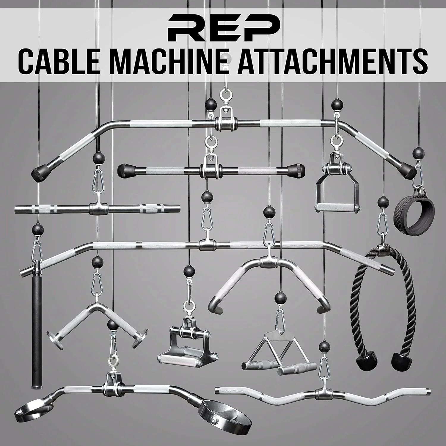 LAT Pulldown And Low Row Cable Machine Attachments And Functional Trainer Attachments – Bar, D-Handle, Ankle Cuff, Tricep Rope, Sizeports Handle, Sizetraight Bar, Row, Chinning Triangle