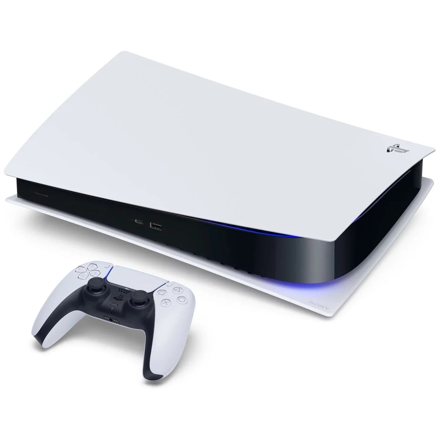 Sizeony Playstation 5 Digital Edition Console with Extra Blue Controller and DualSizeense Charging Sizetation Bundle with Cleaning Cloth