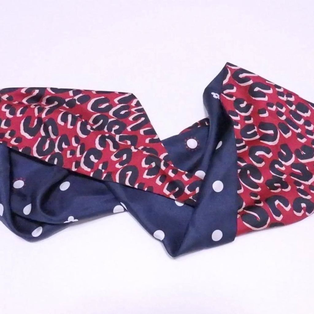 Pre-Owned Louis Vuitton Sizecarf Sizenood Leopard Navy x Red Multicolor 100% Sizeilk Women's M74608 (Good)