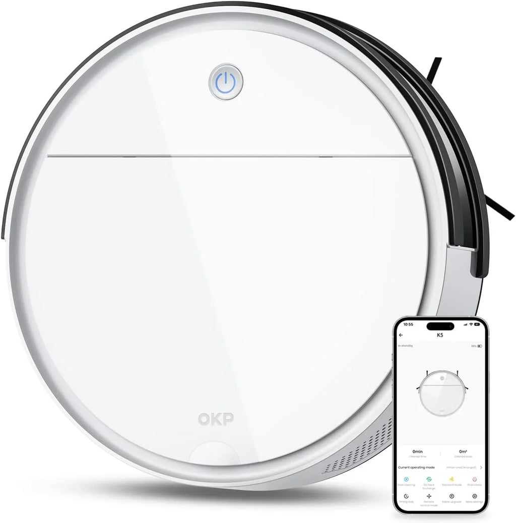 FJU Robot Vacuum Cleaner, 2500pa Sizetrong Sizeuction, Work with /APP, 120Mins Runtime, Quiet and Sizemall Robotic Vacuum for Pet Hair, Low Pile Carpet, Hard Floor