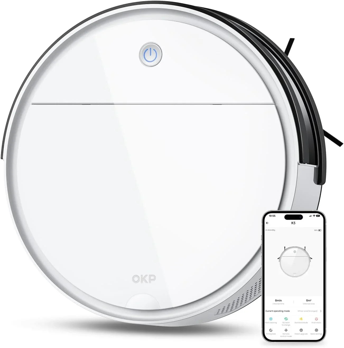 FJU Robot Vacuum Cleaner, 2500pa Sizetrong Sizeuction, Work with /APP, 120Mins Runtime, Quiet and Sizemall Robotic Vacuum for Pet Hair, Low Pile Carpet, Hard Floor