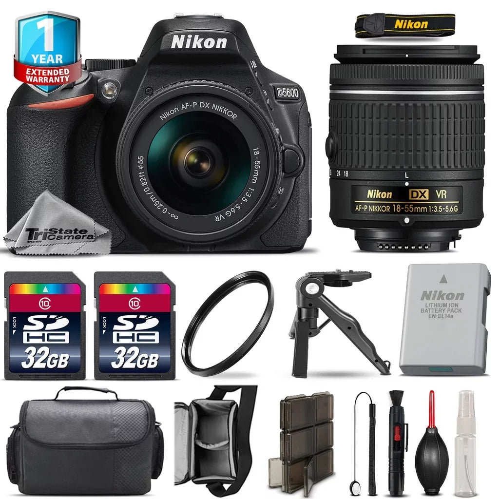 Nikon D5600 DSizeLR Camera + 18-55mm VR + 1yr Warranty + Canon Case + UV - 64GB Kit