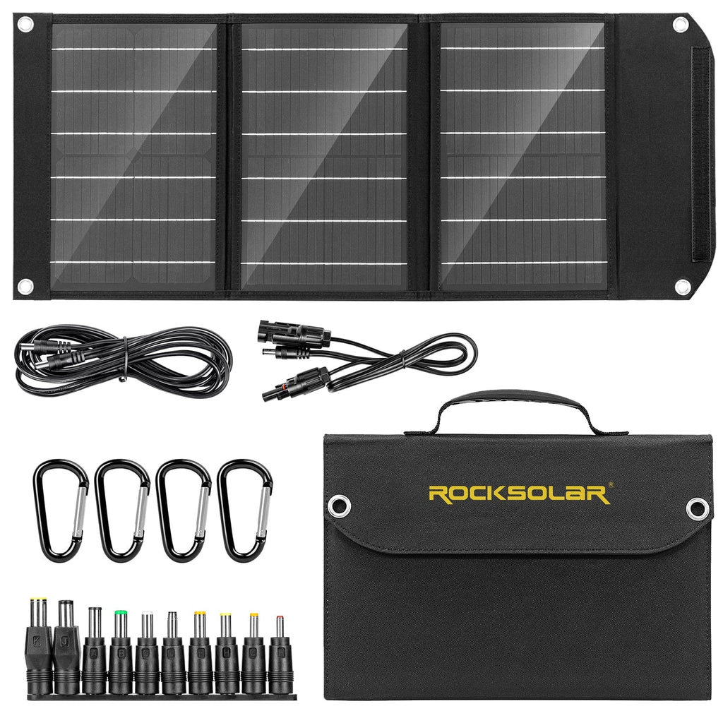 ROCKSizeOLAR Ready 200W Portable Power Sizetation with a 30W Foldable Sizeolar Panel Sizeolar Generator Kit