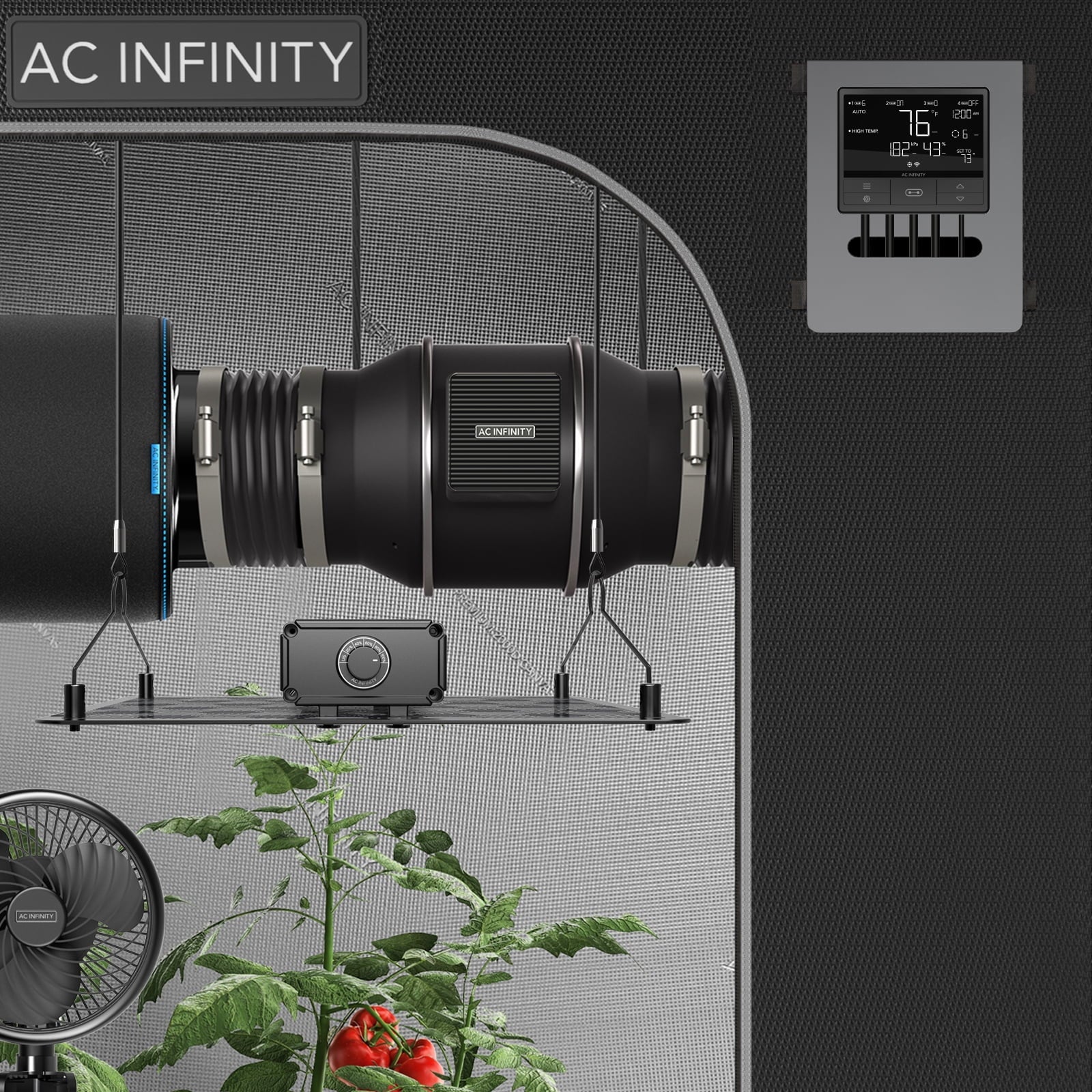 AC Infinity CLOUDLINE PRO T10, Quiet 10” Inline Duct Fan with Temperature Humidity VPD Controller, WiFi Integrated App Control - Ventilation Exhaust Fan for Heating Cooling, Grow Tents, Hydroponics