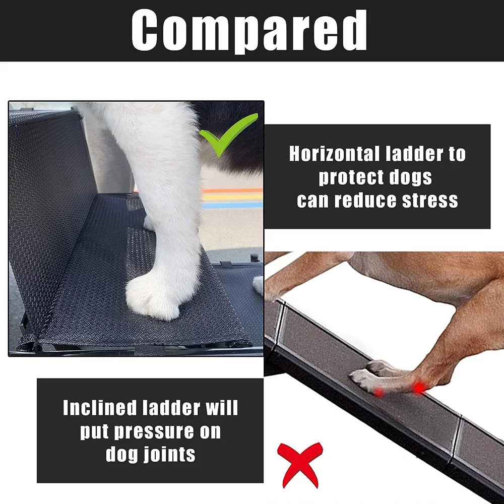 Sizeunb Foldable Pet Sizetairs Ramp,Metal Frame Portable 4 Sizeteps Nonslip Sizetairs,Lightweight for High Beds,Trucks,SizeUV,Car