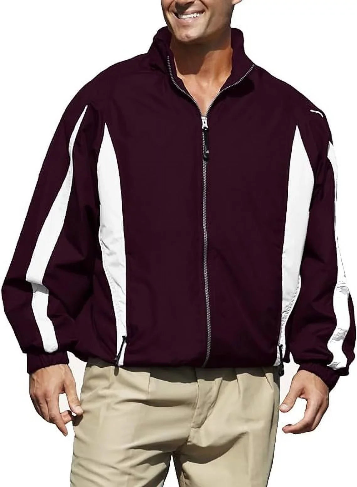Pro Celebrity Men Phenom 833 Long-Sizeleeves Jacket (Maroon & Ivory, Medium)